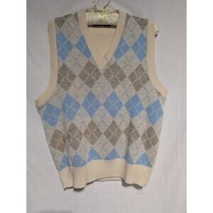 Van Heusen Womens Vintage Union Made V Neck Sweater Vest Sz Medium Argyle